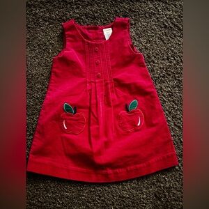 Girls Applique Corduroy Dress- Candy Apple - Red